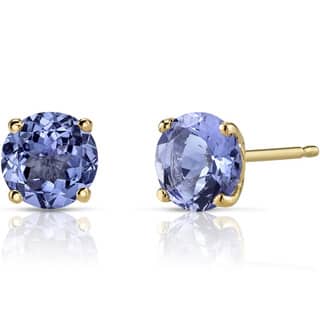Tanzanite Gemstone Earrings For Less Oravo 14k Yellow Gold 1 2ct Tgw Tanzanite Round Cut Stud Earrings