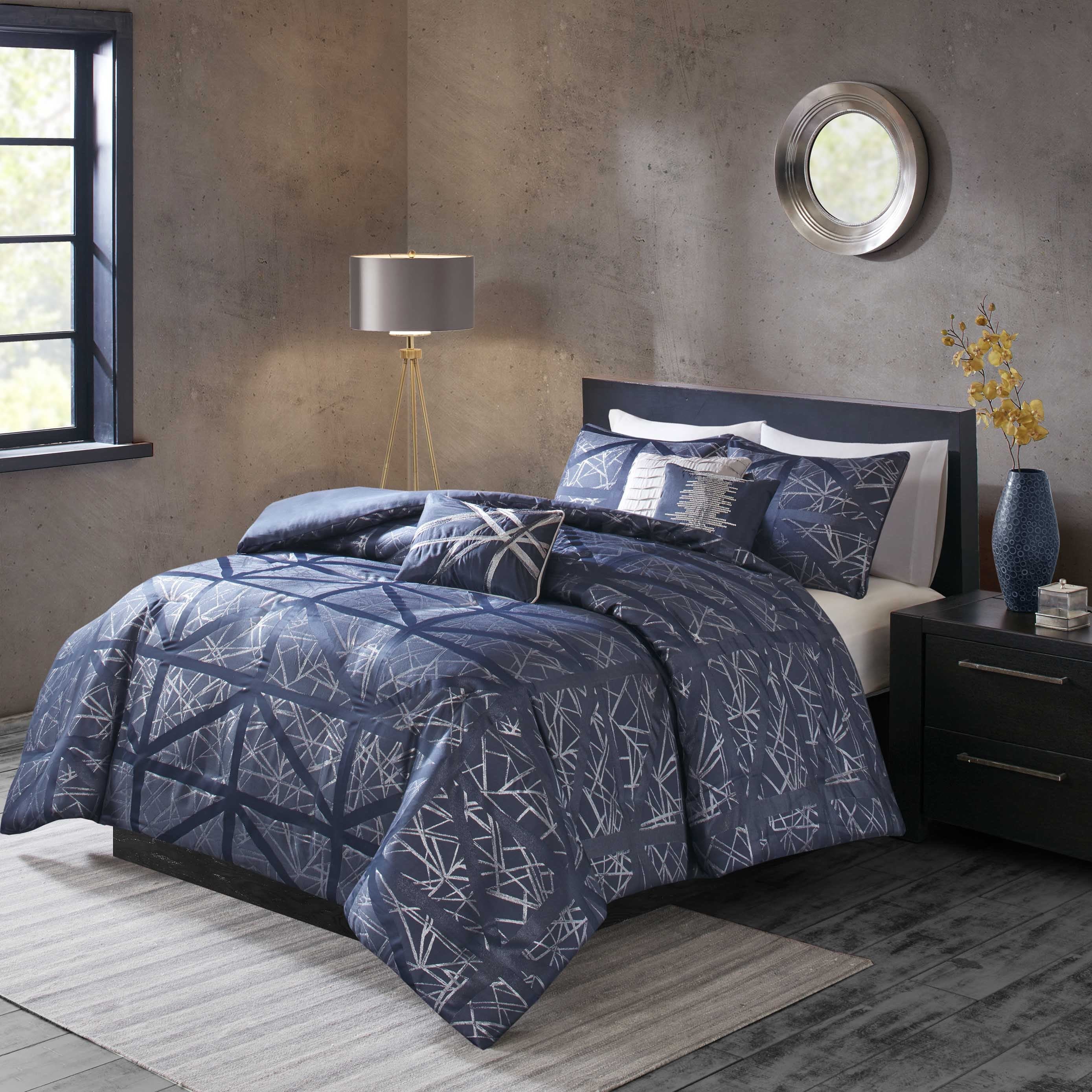 Shop Madison Park Nico Navy 6 Piece Duvet Cover Set Free