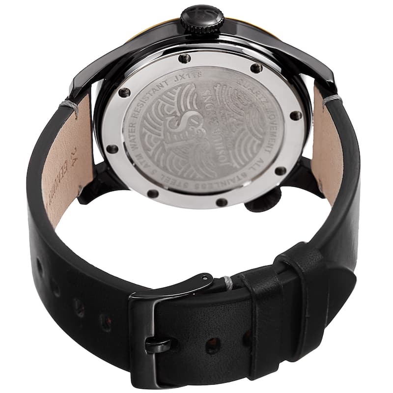Joshua & Sons Men's Quartz Dual Time Stainless Steel Gold-Tone Leather Strap Watch