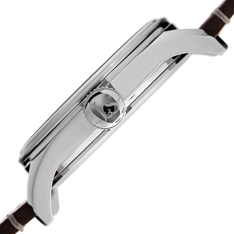Joshua & Sons Men's Quartz Dual Time Stainless Steel Silver-Tone Leather Strap Watch