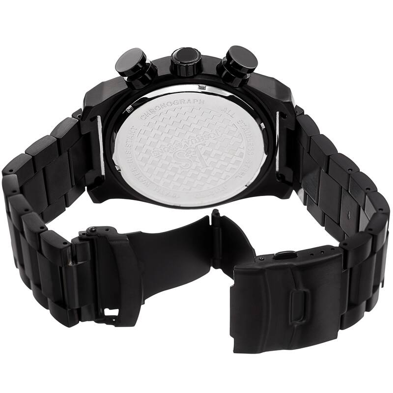 Joshua & Sons Men's Quartz Chronograph Tachymeter Stainless Steel Black Bracelet Watch