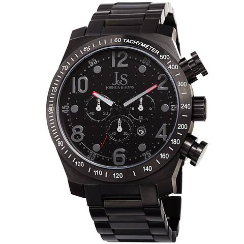 Joshua & Sons Men's Quartz Chronograph Tachymeter Stainless Steel Black Bracelet Watch
