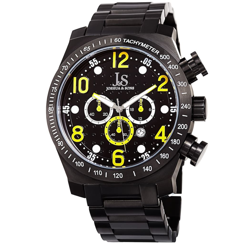 Joshua & Sons Men's Quartz Chronograph Tachymeter Stainless Steel Yellow Bracelet Watch