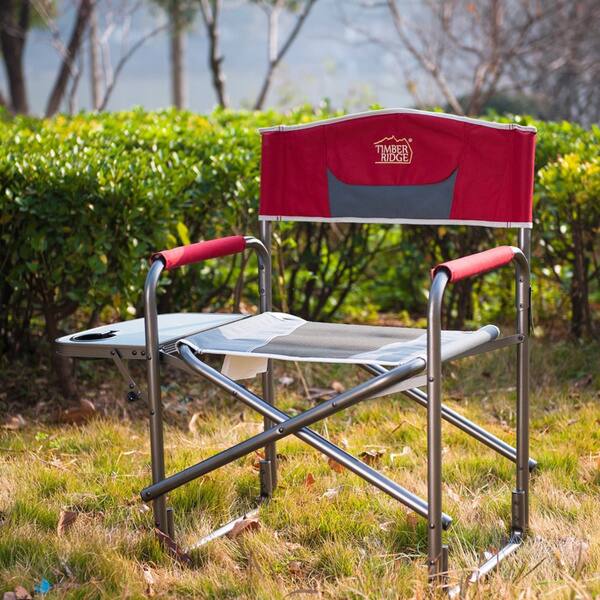 Shop Timberridge Aluminum Portable Director S Folding Chair With Side Table Overstock 12331845