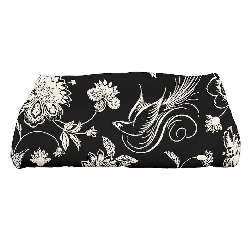 28 x 58-inch, Traditional Bird Floral, Floral Print Bath Towel - Black