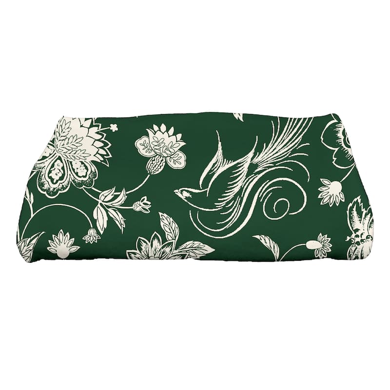 28 x 58-inch, Traditional Bird Floral, Floral Print Bath Towel - Green