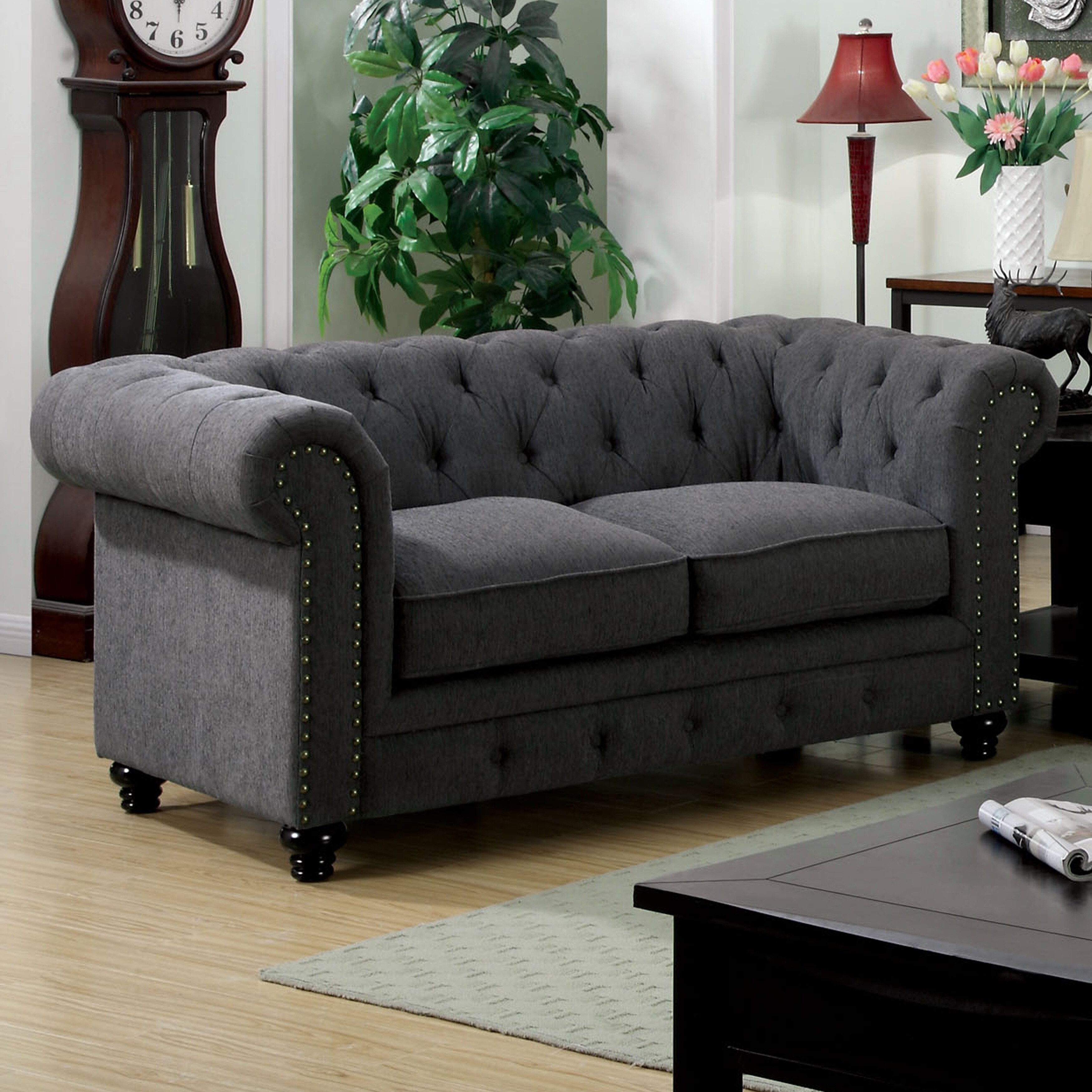 Shop Furniture Of America Mofi Traditional Fabric Tufted Tuxedo