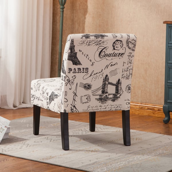 Shop Goodale Oversized Paris Themed Linen Upholstered Accent Chair