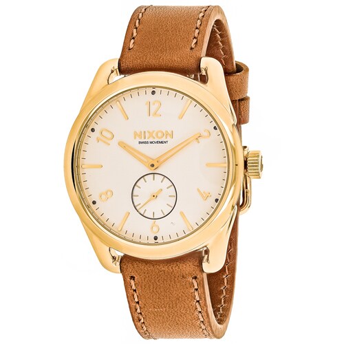 Shop Nixon Men's A4592227 C39 Round White dial Leather strap Watch