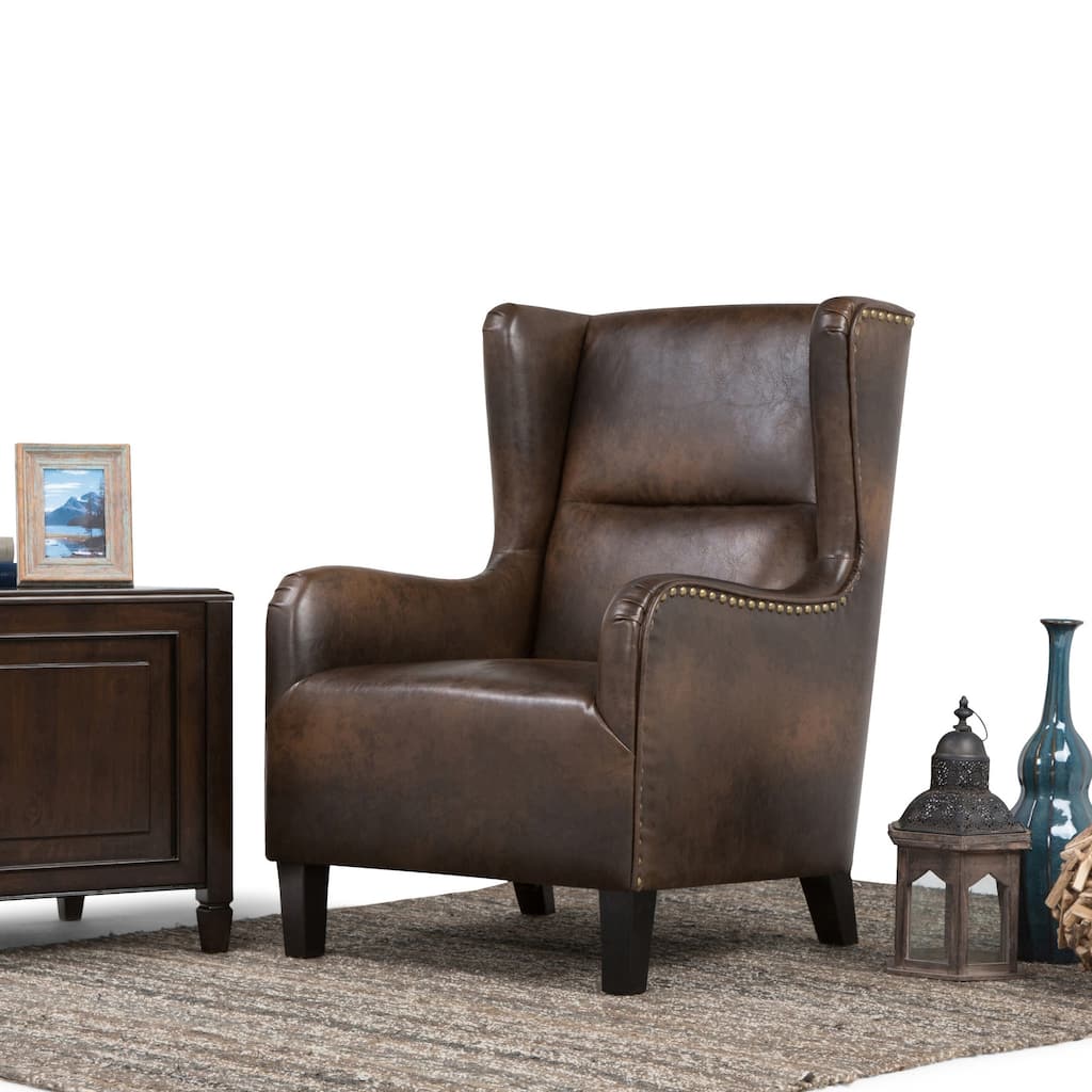 WYNDENHALL Manford 28 inch Wide Traditional Wingback Armchair - 27.6"w x 33.7"d x 39.8"h