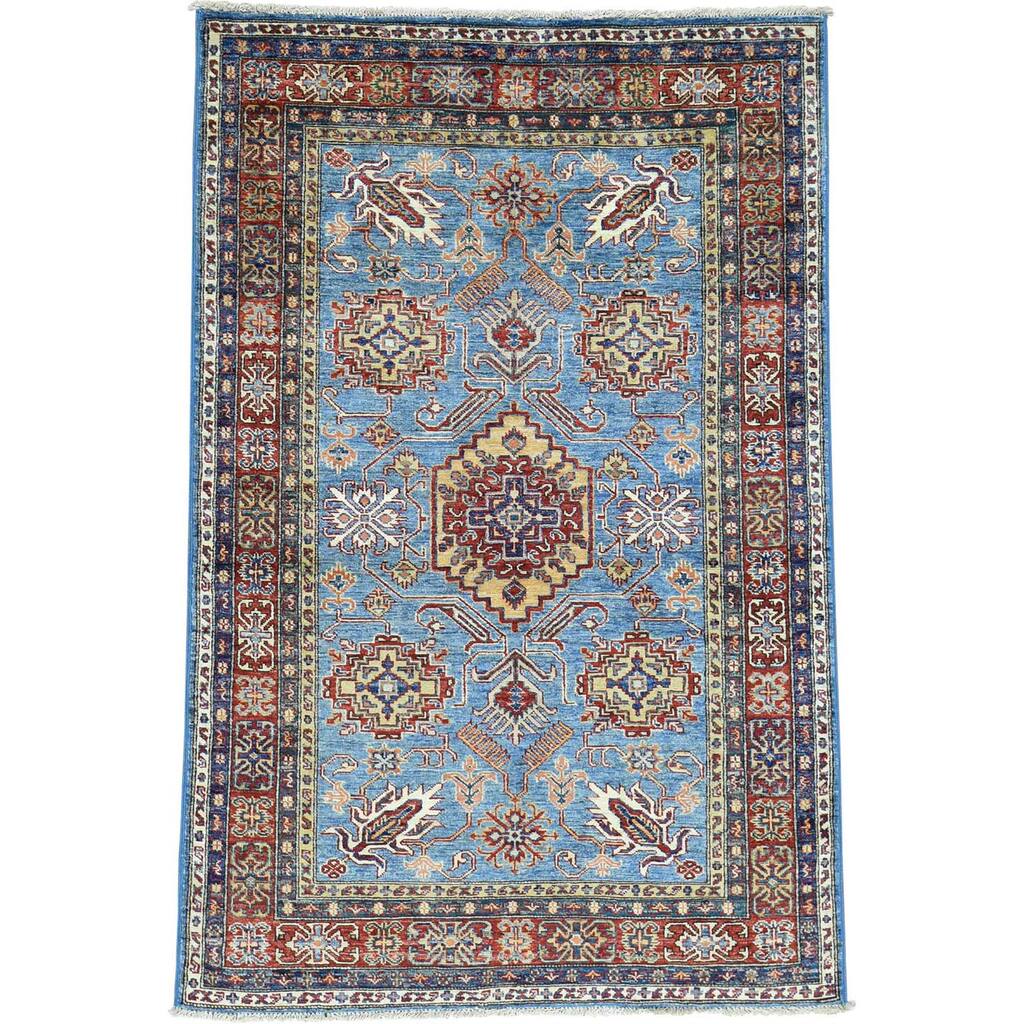 Hand-Knotted Wool Super Kazak Tribal Design Oriental Rug (3'9x5'9)