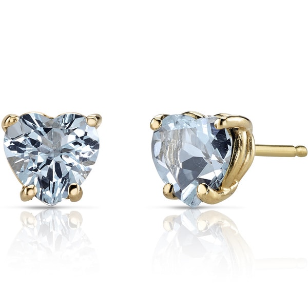 Oravo 14k Yellow Gold 1 2ct Tgw Aquamarine Heart Shape Stud Oravo 14k Yellow Gold 1 2ct Tgw Aquamarine Heart Shape Stud Earrings