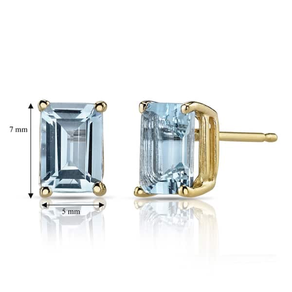 Details about / 5Ct Emerald Cut Aquamarine Diamond Stud Push Back Earrings 14K White Gold Finish