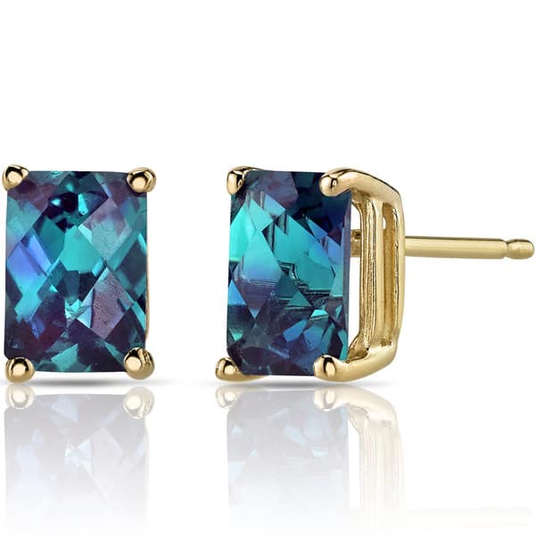 Oravo 14k Yellow Gold 2 1 2ct Tgw Created Alexandrite Radiant Cut Stud Earrings Oravo 14k Yellow Gold 2 1 2ct Tgw Created Alexandrite Radiant Cut Stud Earrings