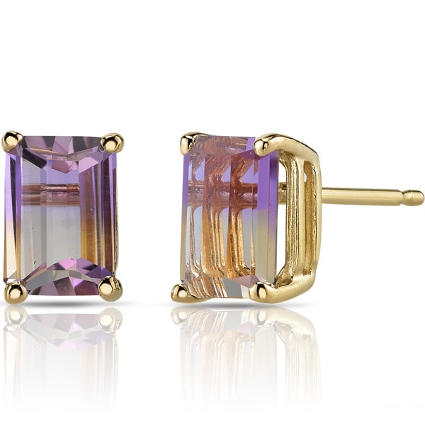 Oravo 14k Yellow Gold 2ct Tgw Ametrine Emerald Cut Stud Oravo 14k Yellow Gold 2ct Tgw Ametrine Emerald Cut Stud Earrings