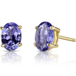 Tanzanite Gemstone Earrings For Less Oravo 14k Yellow Gold 1 2ct Tgw Tanzanite Oval Shape Stud Earrings