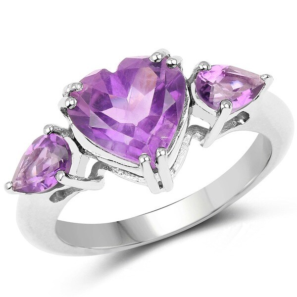 10 Karat White Gold Genuine Amethyst Heart Solitaire Baby Ring