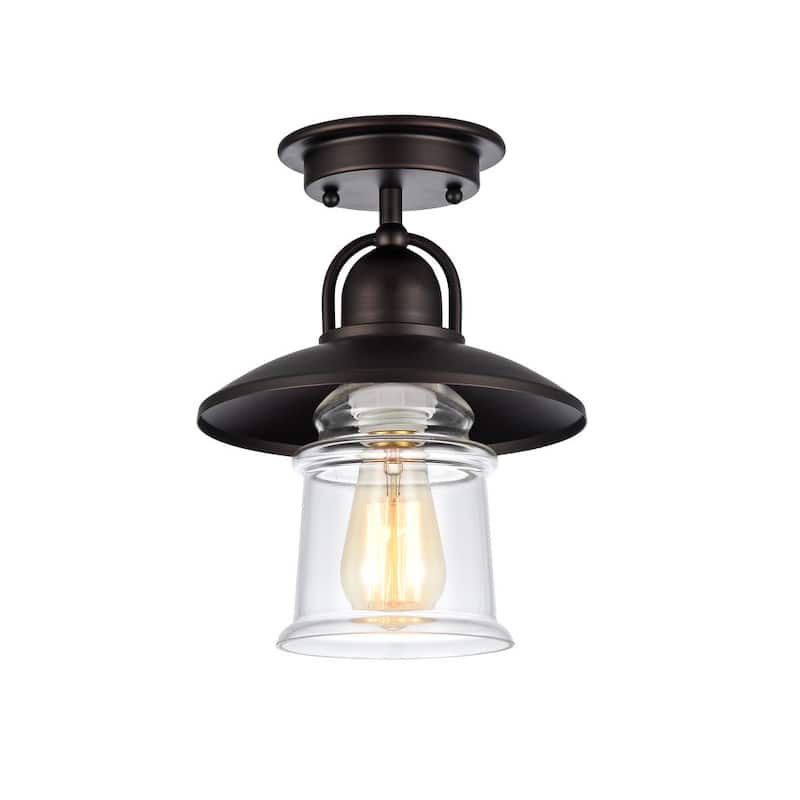 Industrial 1-light Oil Rubbed Bronze Semi-Flush Mount