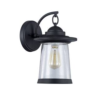 Transitional 1-light Textured Black Outdoor Wall Sconce