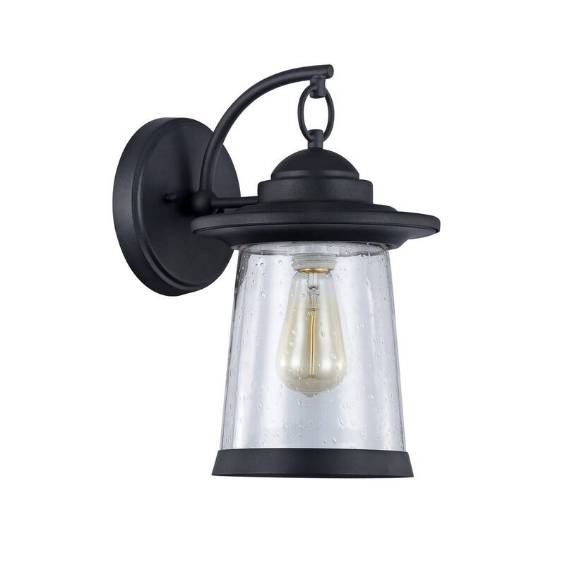 Transitional 1-light Textured Black Outdoor Wall Sconce