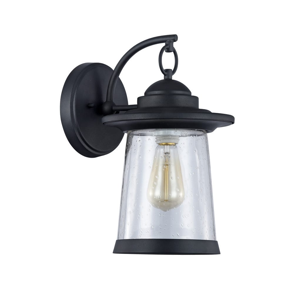 Transitional 1-light Textured Black Outdoor Wall Sconce