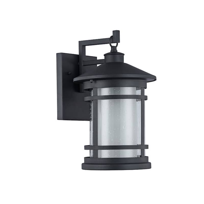 Transitional 1-light Textured Black Outdoor Wall Sconce
