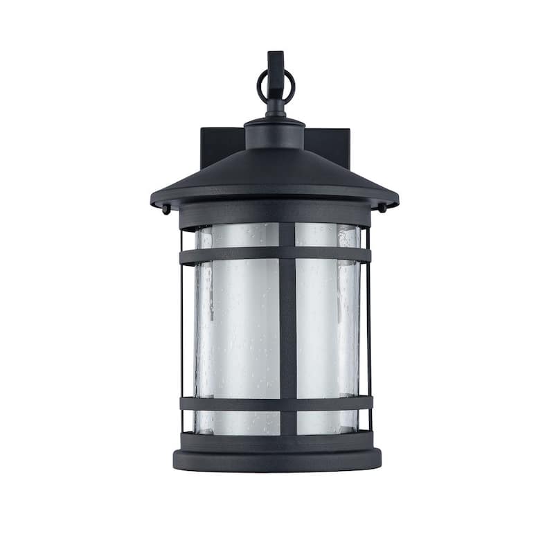 Transitional 1-light Textured Black Outdoor Wall Sconce
