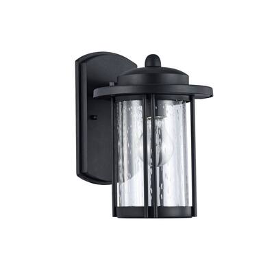 Transitional 1-light Textured Black Outdoor Wall Sconce
