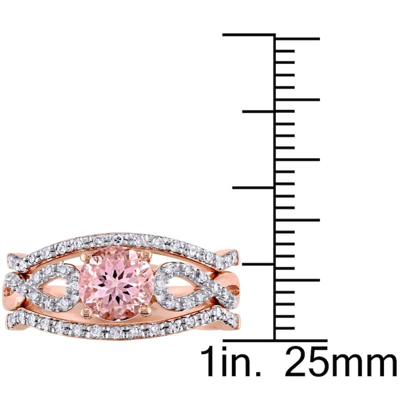Miadora Signature Collection 10k Rose Gold Morganite and 1/5ct TDW Diamond Infinity Bridal Ring Set - Pink