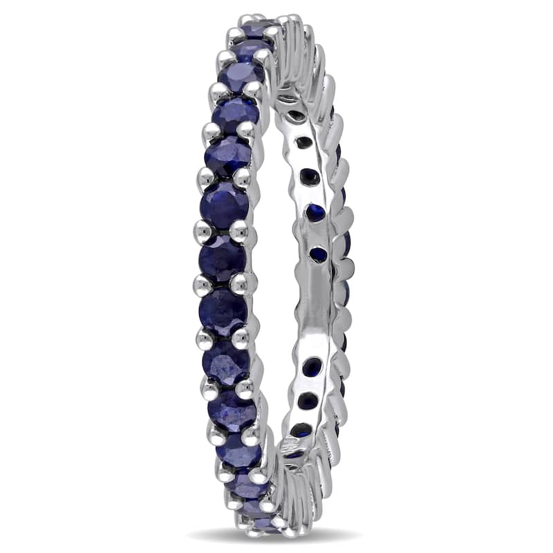 Miadora 10k White Gold Sapphire Eternity Ring - Blue