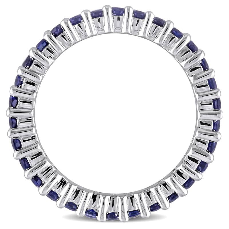 Miadora 10k White Gold Sapphire Eternity Ring - Blue