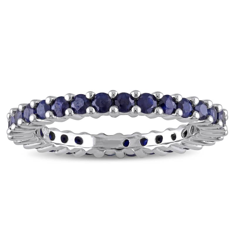 Miadora 10k White Gold Sapphire Eternity Ring - Blue