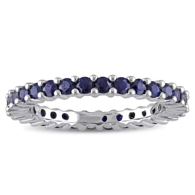 Miadora 10k White Gold Sapphire Eternity Ring - Blue
