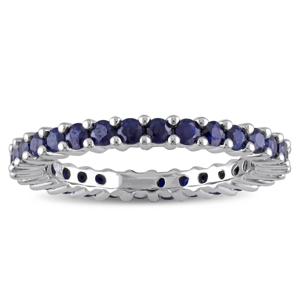 Miadora 10k White Gold Sapphire Eternity Ring - Blue