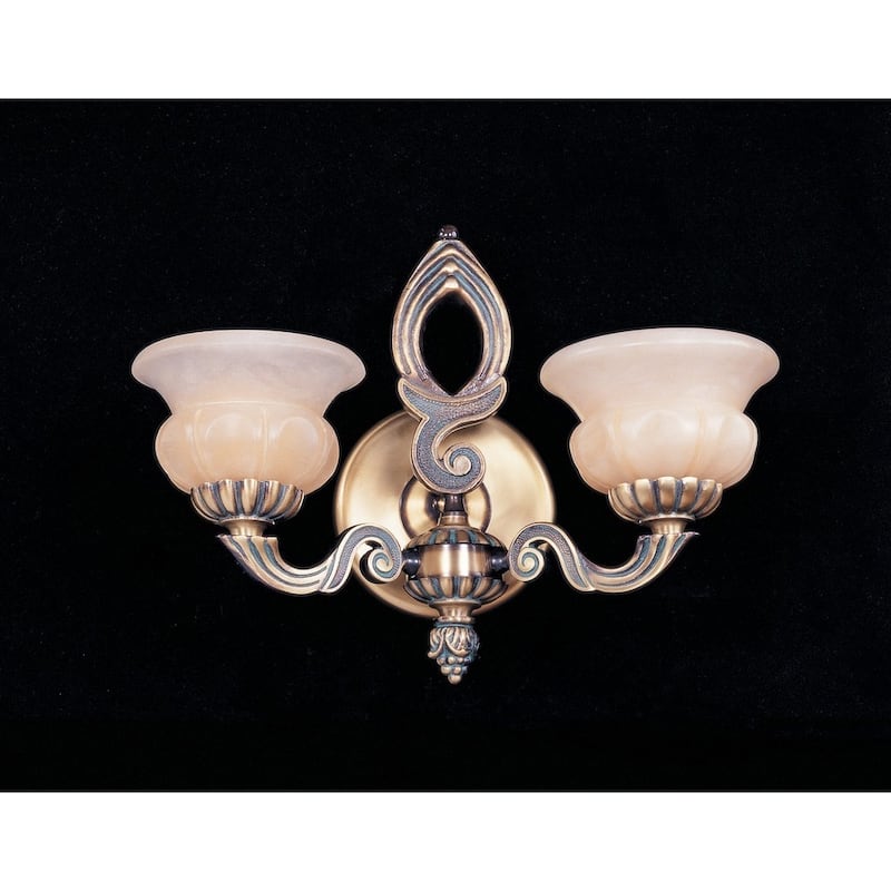 Natural Alabaster 2-light Bronze Patina Wall Sconce