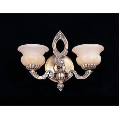 Natural Alabaster 2-light Bronze Patina Wall Sconce