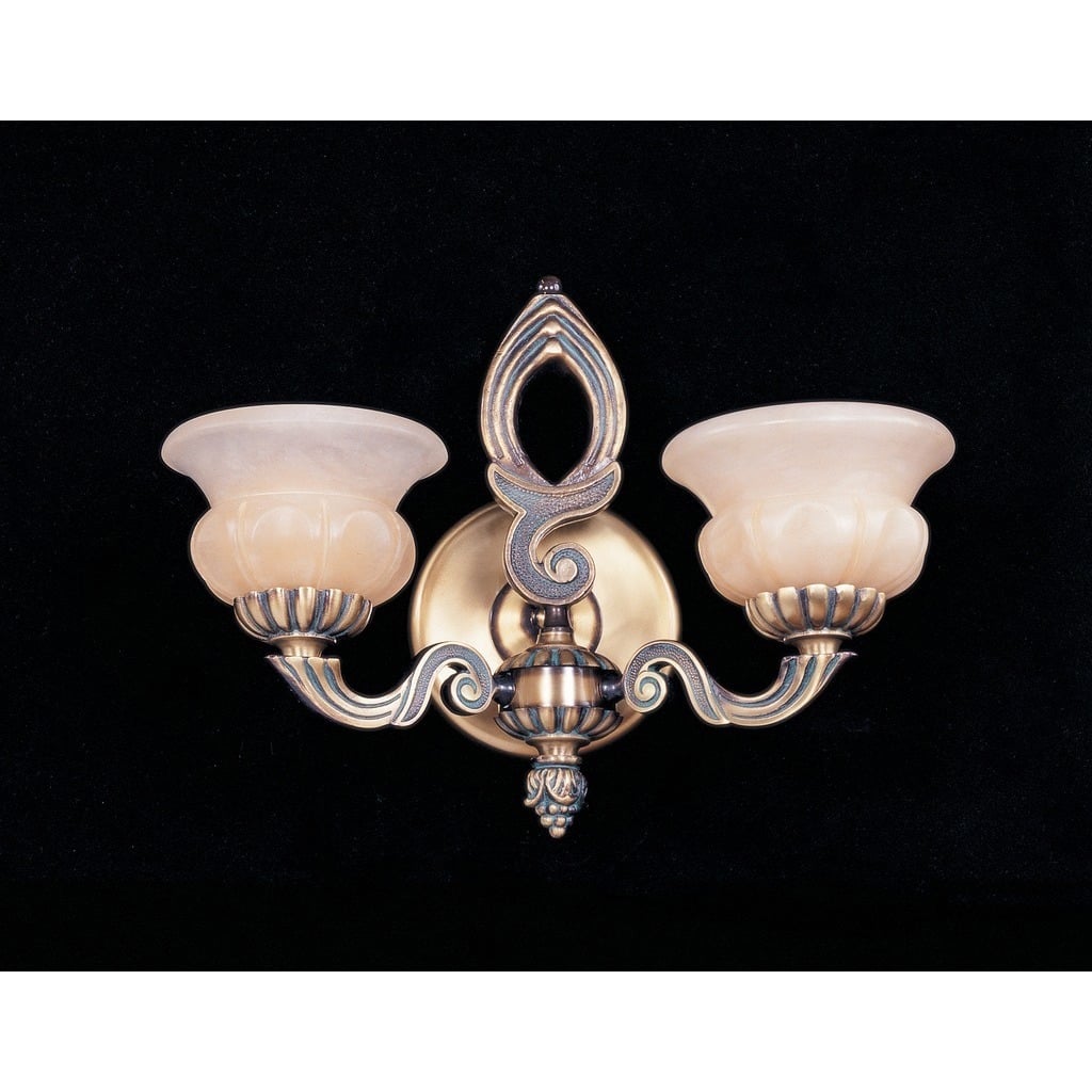 Natural Alabaster 2-light Bronze Patina Wall Sconce