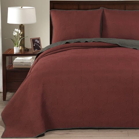 Brielle Honeycomb Reversible 3-piece Quilt Set