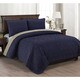 preview thumbnail 5 of 22, Brielle Honeycomb Reversible 3-piece Quilt Set Grey/Navy/Linen - Full/Full - Queen - 3 Piece