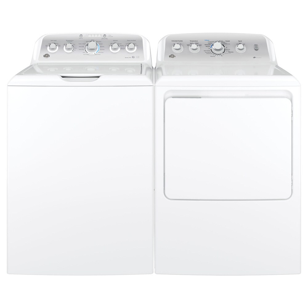 GE Top load Washer and Long Vent Electric Dryer Pair (White)