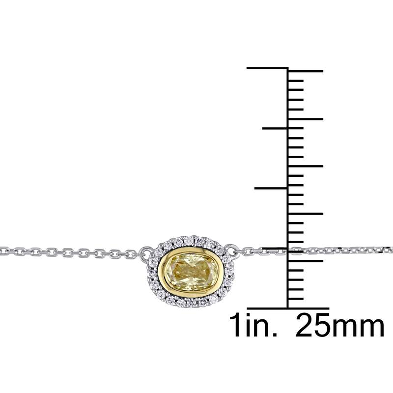 Miadora Signature Collection 14k 2-Tone White and Yellow Gold 3ct TDW Yellow and White Diamond Station Necklace (G-H, SI1-SI2)