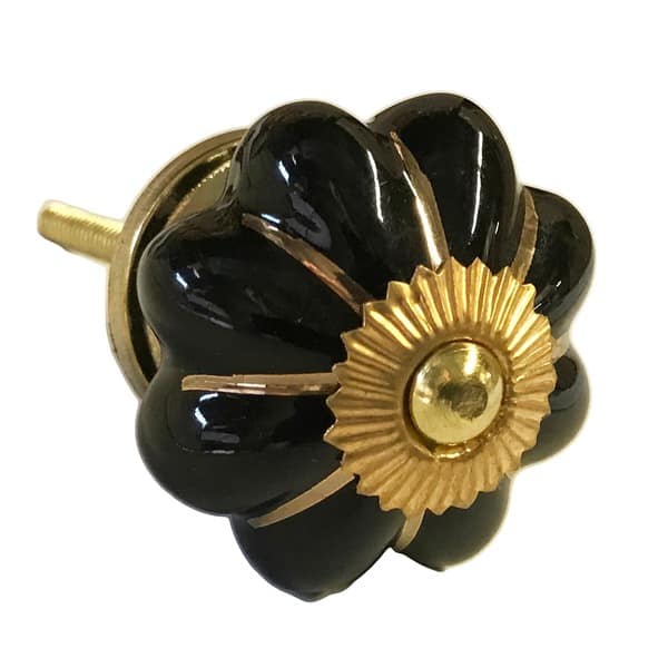 Shop Black With Gold Trim Ceramic Drawer Pulls Knobs Pack Of 6