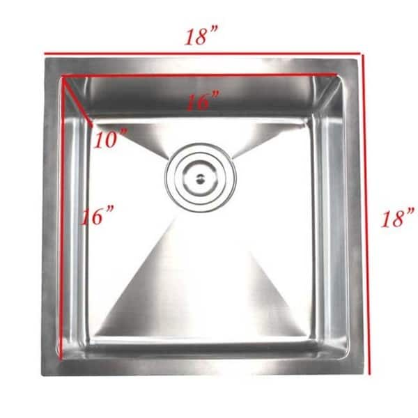 18-inch 15-millimeter Radius Stainless Steel Single-bowl Undermount 