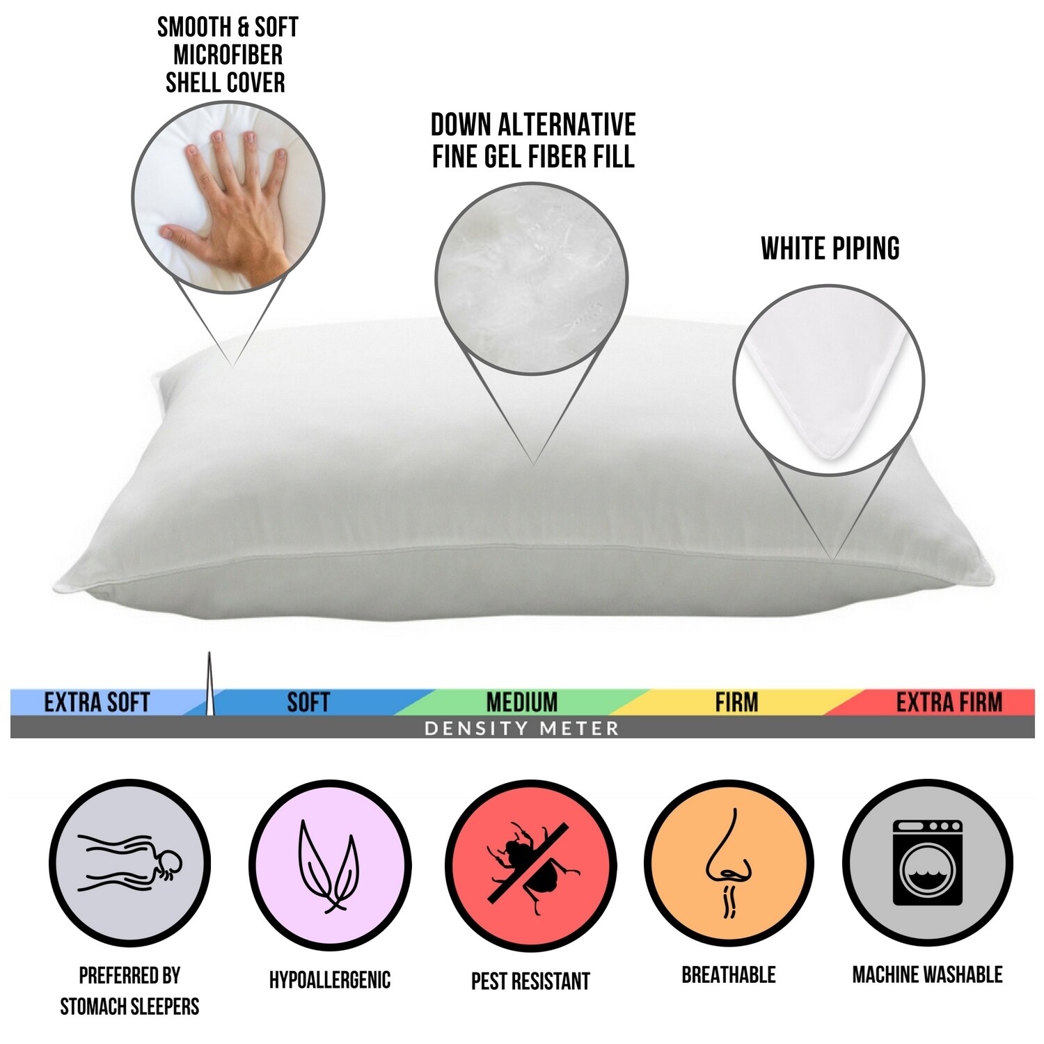 Guest Supply Company Revival Down Alternative and Micro Gel Pillow Standard Size