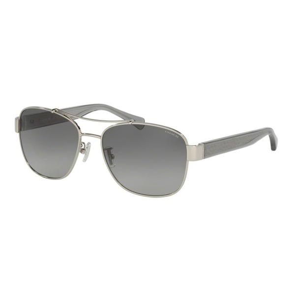 Shop Coach Womens HC7064 L151 926411 Silver Metal Aviator Sunglasses ...