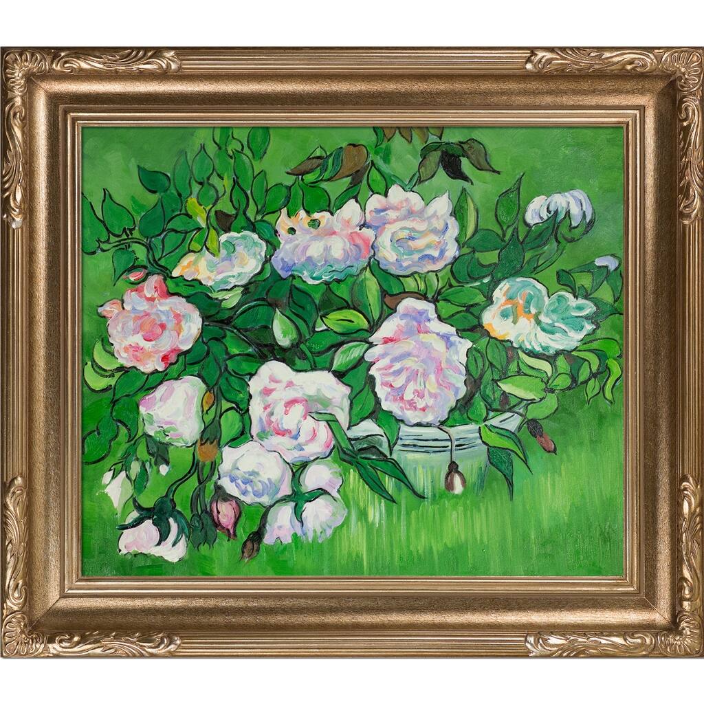Pink Roses Vincent La Pastiche Vincent Van Gogh 'Still Life - Pink Roses' Hand Painted ...