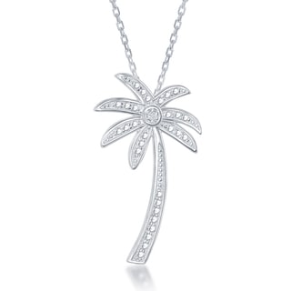 palm pendant tree silver preciosa accent sterling diamond