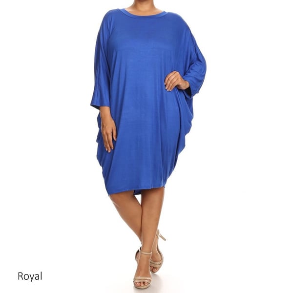 Plus Size Women's Solid-colored Rayon/Spandex Dress. Opens flyout.