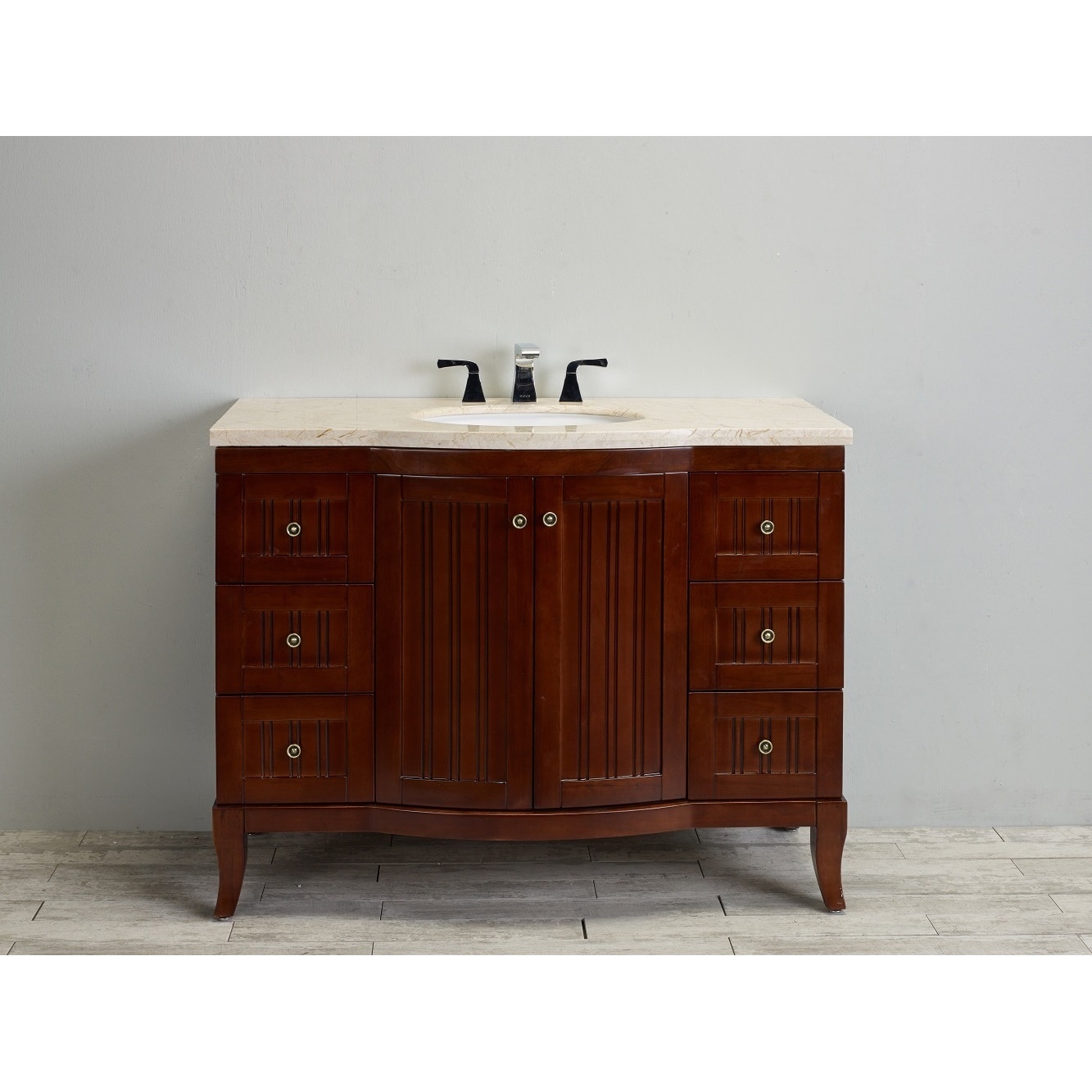 Eviva Odessa Zinc 48 Inch Crema Marfil Marble Top Brown 48 Inch Crema Marfil Marble Top Brown