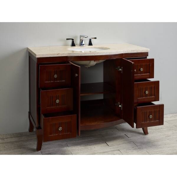 Eviva Odessa Zinc 48 Inch Crema Marfil Marble Top Brown 48 Inch Crema Marfil Marble Top Brown